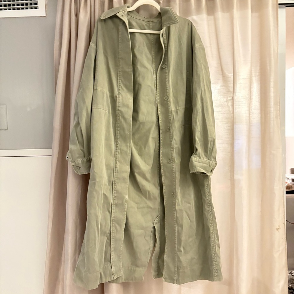 Uniqlo Sage Green Denim Coat